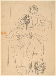 Meisje voor een spiegel door Ernst Ludwig Kirchner