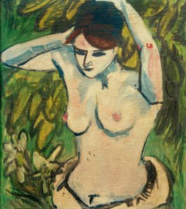 Halfnaakt met opgeheven armen door Ernst Ludwig Kirchner