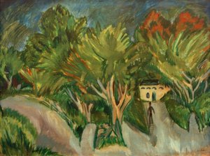 Huis onder bomen (Fehmarn) door Ernst Ludwig Kirchner