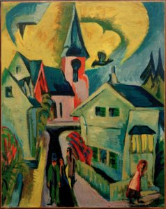 Königstein met rode kerk door Ernst Ludwig Kirchner