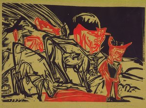 Kudde koeien met herder. 1919