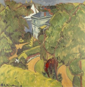 Landschap (Villa bij Grünau) door Ernst Ludwig Kirchner