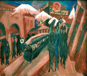 Leipziger Straat met Elektrische Trein door Ernst Ludwig Kirchner