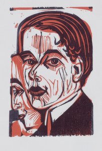 Mannenhoofd (zelfportret). 1926 door Ernst Ludwig Kirchner