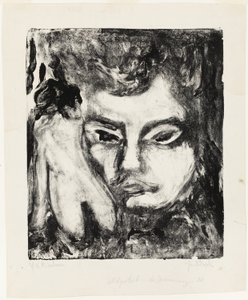Mannenhoofd met naakt door Ernst Ludwig Kirchner