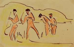 Baden met riet door Ernst Ludwig Kirchner