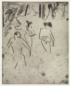 Badgasten uit Moritzburg in het struikgewas/De zieke Dodo door Ernst Ludwig Kirchner