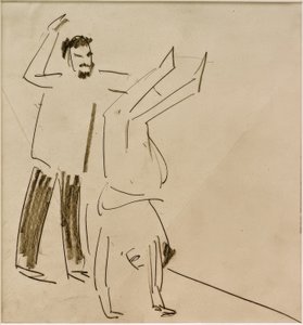 Zonder titel (Man met meisje in handstand) door Ernst Ludwig Kirchner