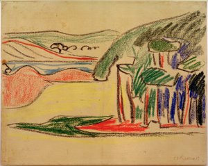 Zonder titel (Moritzburger vijvers) door Ernst Ludwig Kirchner