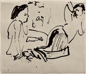Zonder titel (Twee zittende vrouwen) door Ernst Ludwig Kirchner