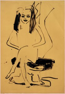 Zonder titel (zittende Marcella) door Ernst Ludwig Kirchner