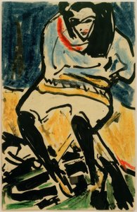 Ansichtkaart aan Erich Heckel van 6.4.1910 (Marzella op klapstoel)