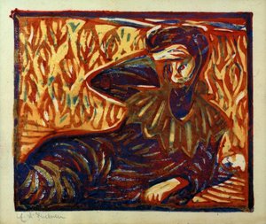 Rustend meisje met hoofdpijn door Ernst Ludwig Kirchner