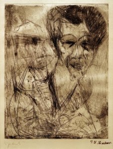 Zelfportret (tekenend) door Ernst Ludwig Kirchner