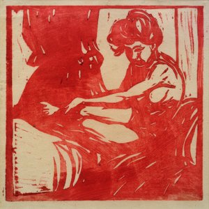 Zittende meisjesnaakt door Ernst Ludwig Kirchner