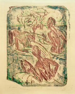 Spetterende badende door Ernst Ludwig Kirchner