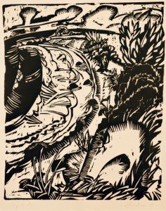 Steile kust met ronde baai door Ernst Ludwig Kirchner