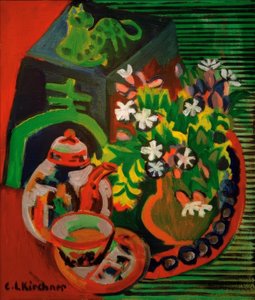 Stilleven met Chinees porselein door Ernst Ludwig Kirchner