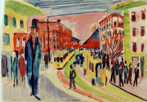 Straatscène door Ernst Ludwig Kirchner