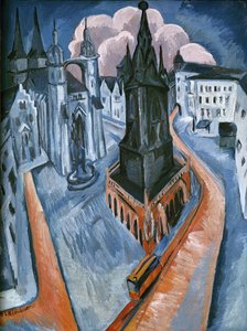 De Rode Toren in Halle door Ernst Ludwig Kirchner