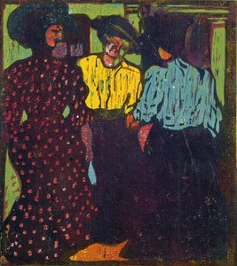 Drie Vrouwen Praten, 1907 door Ernst Ludwig Kirchner