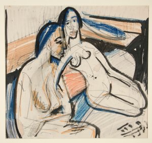 Twee zittende vrouwen in studio door Ernst Ludwig Kirchner