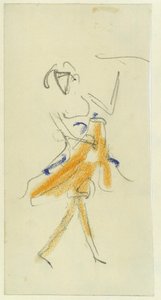 Een danseres. Werk van Ernst Ludwig Kirchner, potlood en pastel op karton door Ernst Ludwig Kirchner
