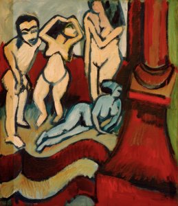 Vier houten sculpturen door Ernst Ludwig Kirchner