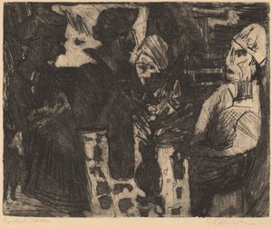 Vrouwen aan een Tafel in een Kamer / Naakte Vrouw door Ernst Ludwig Kirchner