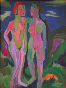 Twee vrouwelijke naakten in landschap door Ernst Ludwig Kirchner