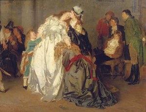 Koning Lodewijk XVI van Frankrijk Neemt Afscheid van zijn Familie in de Tempelgevangenis, detail, 1873 door Ernst Meisel