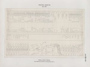 Tekening van het plafondschilderij in de Sarcofaagzaal, 19e dynastie, Thebe, Biban-el-Muluk, Nieuwe Koninkrijk, illustratie uit 
