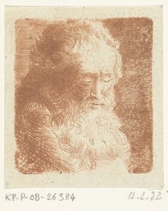 Oude man met baard met de blik naar beneden gericht: driekwart, naar rechts door Ernst Willem Jan Bagelaar