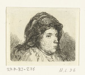 Portretbuste van een vrouw met doek om haar hoofd door Ernst Willem Jan Bagelaar