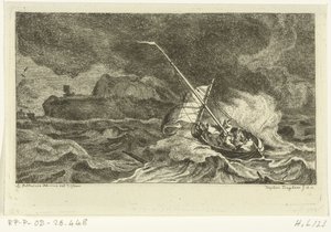 Zeilboot op stormachtige zee door Ernst Willem Jan Bagelaar