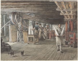 Interieur van de suikerfabriek van de firma Vom Rath