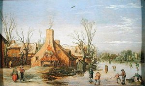 Een Dorp in de Winter, 1623 door Esaias I van de Velde