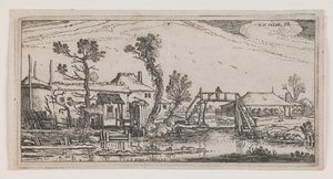 Boerderij achter een kanaal, uit de serie "Ten Oblong Landscapes".