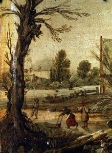 Winter (detail) door Esaias I van de Velde