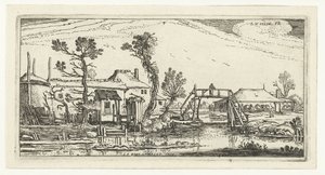 Boerderij aan een kanaal bij Haarlem door Esaias van de Velde