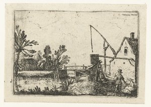 Boerderij bij een kanaal door Esaias van de Velde