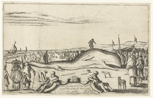 Gestrande walvis op het strand te Noordwijk, 1614