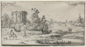 Landschappen: Landschap met Ruïnes van een Romeinse Tempel door Esaias van de Velde