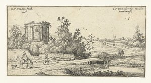 Landschap met ruïne van een romeinse tempel door Esaias van de Velde