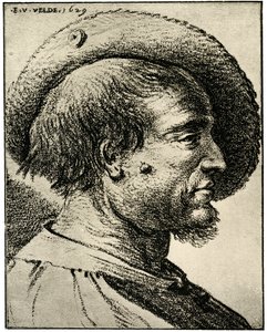 Studie van een mannelijk hoofd door Esaias van de Velde