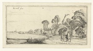 Wandelaars op een weg bij Hillegom door Esaias van de Velde