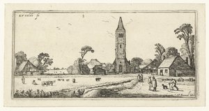 Wandelaars op een weg bij Spaarnwoude door Esaias van de Velde