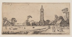 Pad rechts dat naar een dorp leidt, uit Landschappen door Esaias van den Velde I