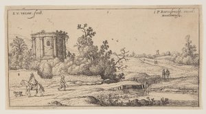Ruïnes van een Romeinse tempel, uit Landschappen door Esaias van den Velde I