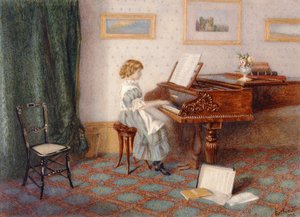 Aan de piano, 1876 door Esther H. Jones